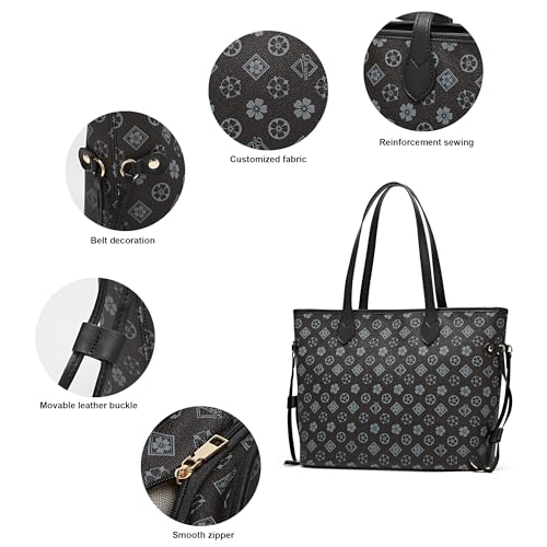 Image of Women Fashion Synthetic Leather Handbags Tote Bag Shoulder Bag Top Handle Satchel Purse Set