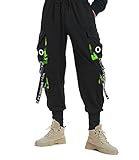 MrLin Men's Jogger Pants - Punk Cargo Baggy Techwear Hip Hop Harem Streetwear Tactical Track Pants, Black & Green, X-Large - Image 7