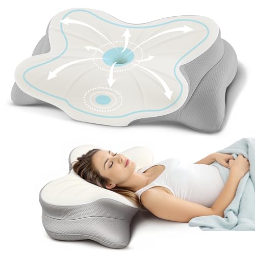 TAZIKAS Neck Pillow Cervical Memory Foam Pillows for Neck and Shoulder Pain Relief, Side Sleeper...