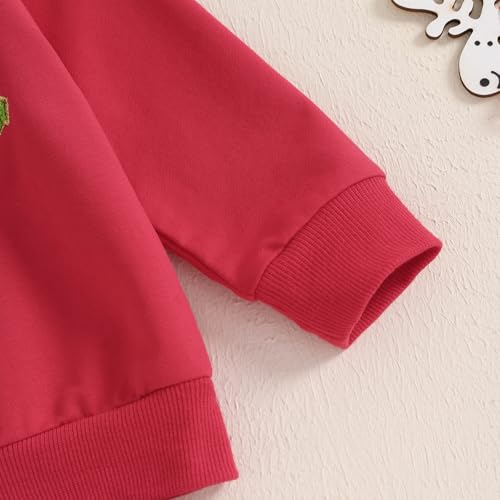 Todder Baby Girl Christmas Outfit Long Sleeve Merry Embroidery Sweatshirt Bell Bottoms Stripe Pants Winter Clothes4