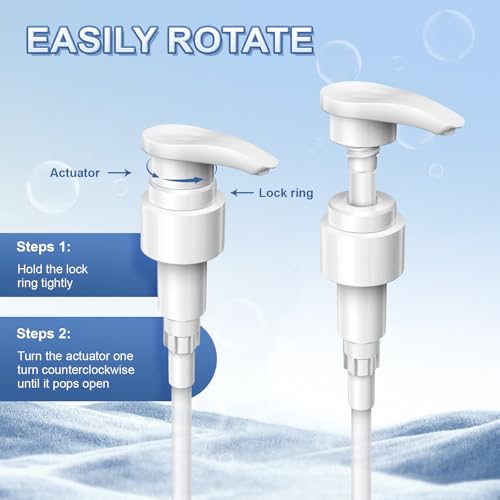 [2-Pack] Dispenser Pump, Shampoo/Conditioner, Leak Proof, Extended Trimmable Tube, Fits Most Bottles with 1-inch Bottle Mouth, Fits 33.8 oz Bottles, Plastic White, by luuckeeys2