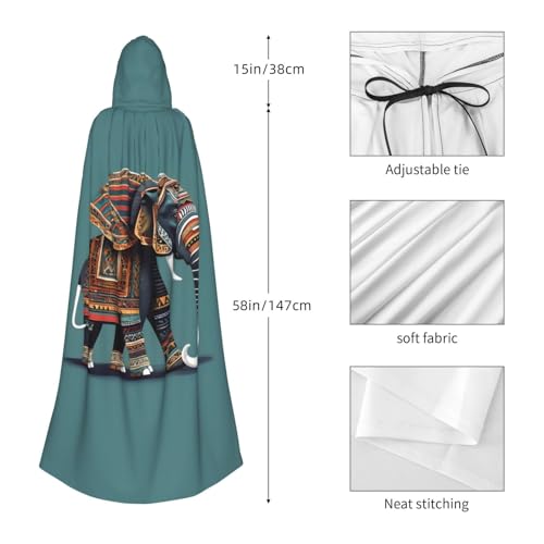 Cape à capuche motif éléphant aztèque au drapé fluide unique