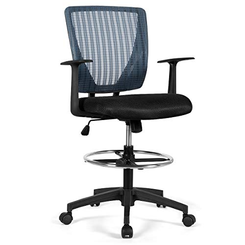 Giantex Mesh Drafting Chair with Footrest Ring, Adjustable Height and Lumbar Support Mid