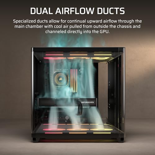 Image of CORSAIR AIR 5400 LX RGB Triple-Chamber Panoramic Mid-Tower PC Case - Black