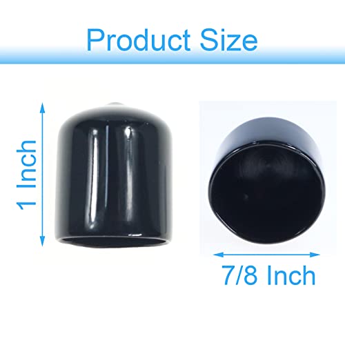 Image of Acocony 7 /8 Inch Rubber Cap (22.25 mm) Round Black Pack of 12 | PVC Rubber End Caps Dustproof, Protective & Aesthetic Flexible Covers for Tubing, Pipes, Poles, Bolts & More
