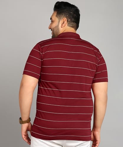Image of INKKR Plus Size Men's Regular Fit Striped Polo Tshirt Combo