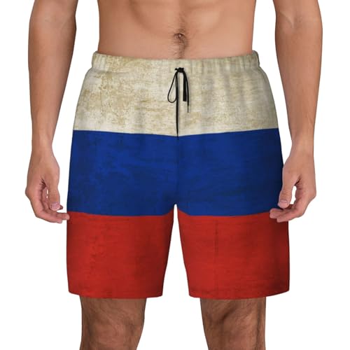 Vintage Saint Vincent and Grenadines Flag Mens Swim Trunks with Compression Liner 2 in 1 Quick Dry Bathing