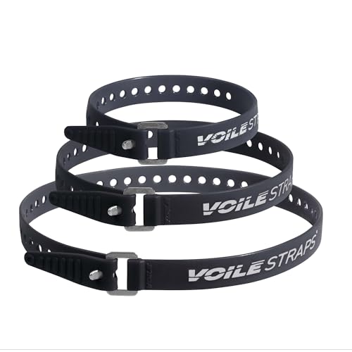 Voile Straps 3 Pack Aluminum Buckle | 3-Pack of Heavy-Duty UV-Resistant Polyurethane Straps | 15 20 and 25 | Outdoor Bikepacking Repairs Made in USA (Black)