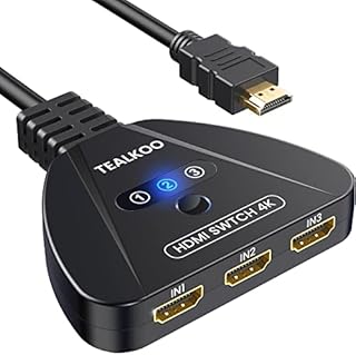HDMI Splitter 3 in 1 Out, HDMI Switch 4K with HDMI Cable, 3 Ports Auto-Switching HDMI Switcher, Supports 4K HDR 3D 1080P HDCP for PS4/PS3, Xbox, Firestick, HDTV, DVD, Blu-ray Player