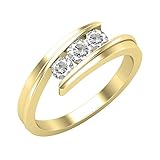 Dazzlingrock Collection Anillo de compromiso clásico con piedras preciosas creadas en laboratorio, para mujer, oro amarillo de 14 quilates