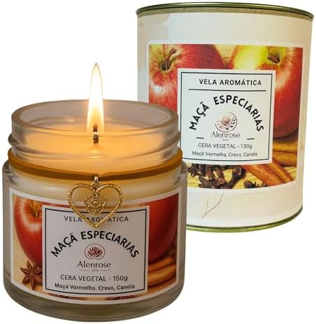 Vela Aromática Maçã e Especiarias Alenrose – Floral Aromático Fru...