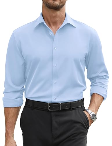 Image of COOFANDY Mens Stretch Dress Shirts Long Sleeve Button Down Shirt Regular Fit Formal Business Shirts