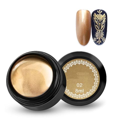 Efecto Espejo Uñas, Gel Paint Nail Art, Esmalte de Uñas de Gel Metálico, Esmalte de Uñas Pintado con uñas Metálicas Barniz UV para Uñas de Metal (oro)