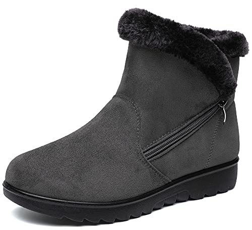 Vunavueya Stivali Donna Invernali Scarpe Stivaletti da Neve con Imbottitura Calda Stivali alla Caviglia Caldi Boots Scarpe Grigio Gris 39 EU/250CN