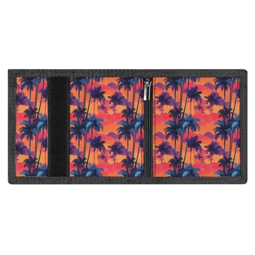 Orange Hawaiian Style Print Wallet for Men, 8 Credit Card Holder Slim Minimalist Front Pocket Small Mens Bifold Wallets3