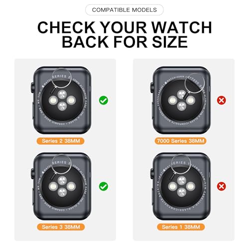 Piuellia 2-Pack Hard Case PC Screen Protector with Tempered Glass Compatible for Apple Watch Series 3 Series 2 38mm - Image 3