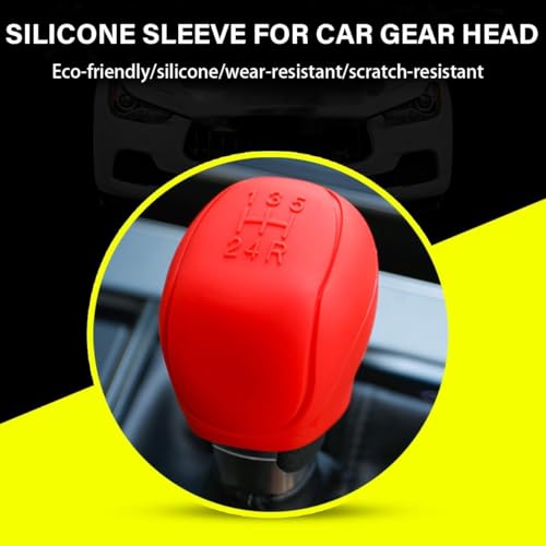 Image of AutoBizarre Car Interior Decoration Anti-Slip Scratch-Resistant 5 Speed Gear Shift Knob Rubber Silicone Cover for All Cars, Vans & Trucks (Red)