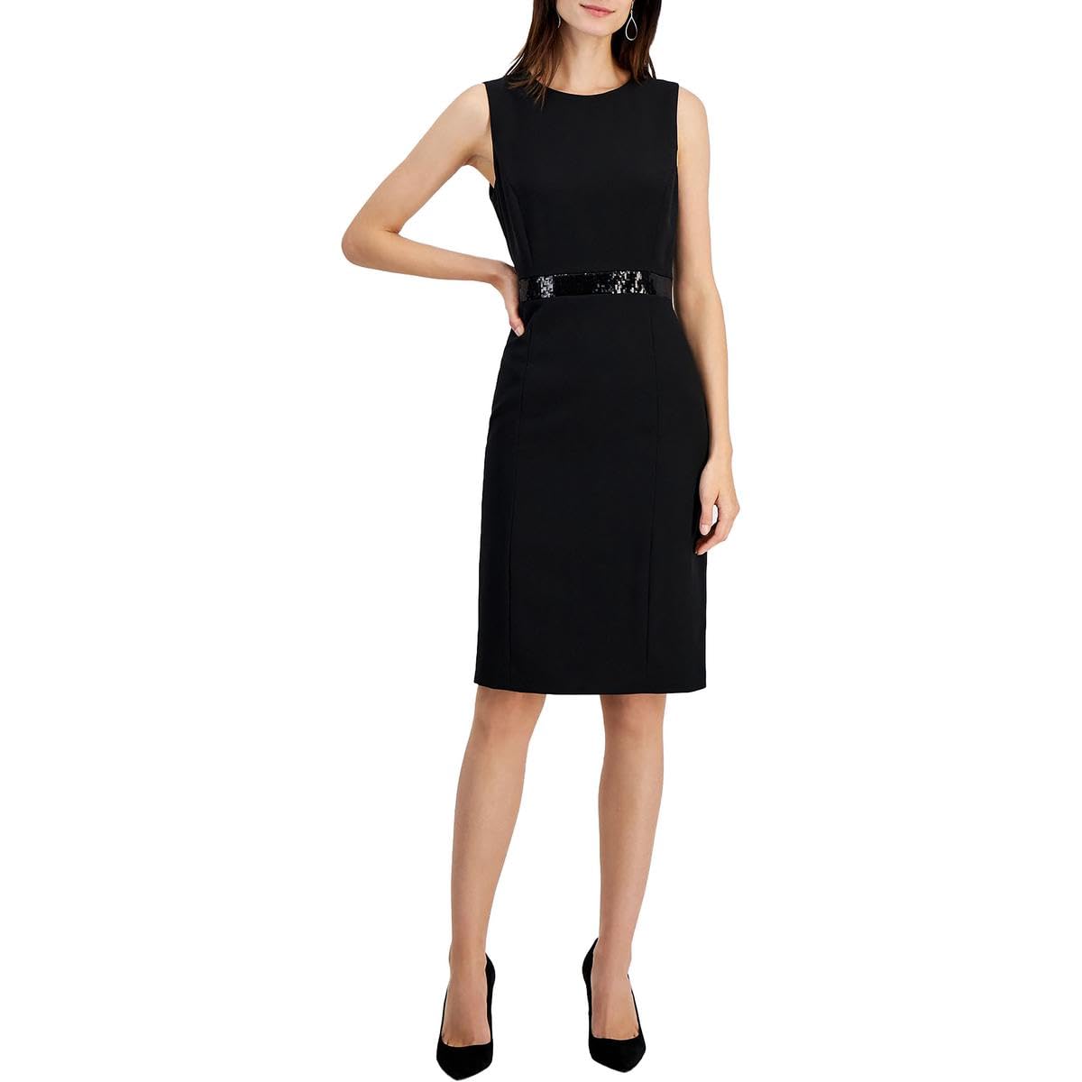 Kasper Womens Sheath Dress W Waistband Trim