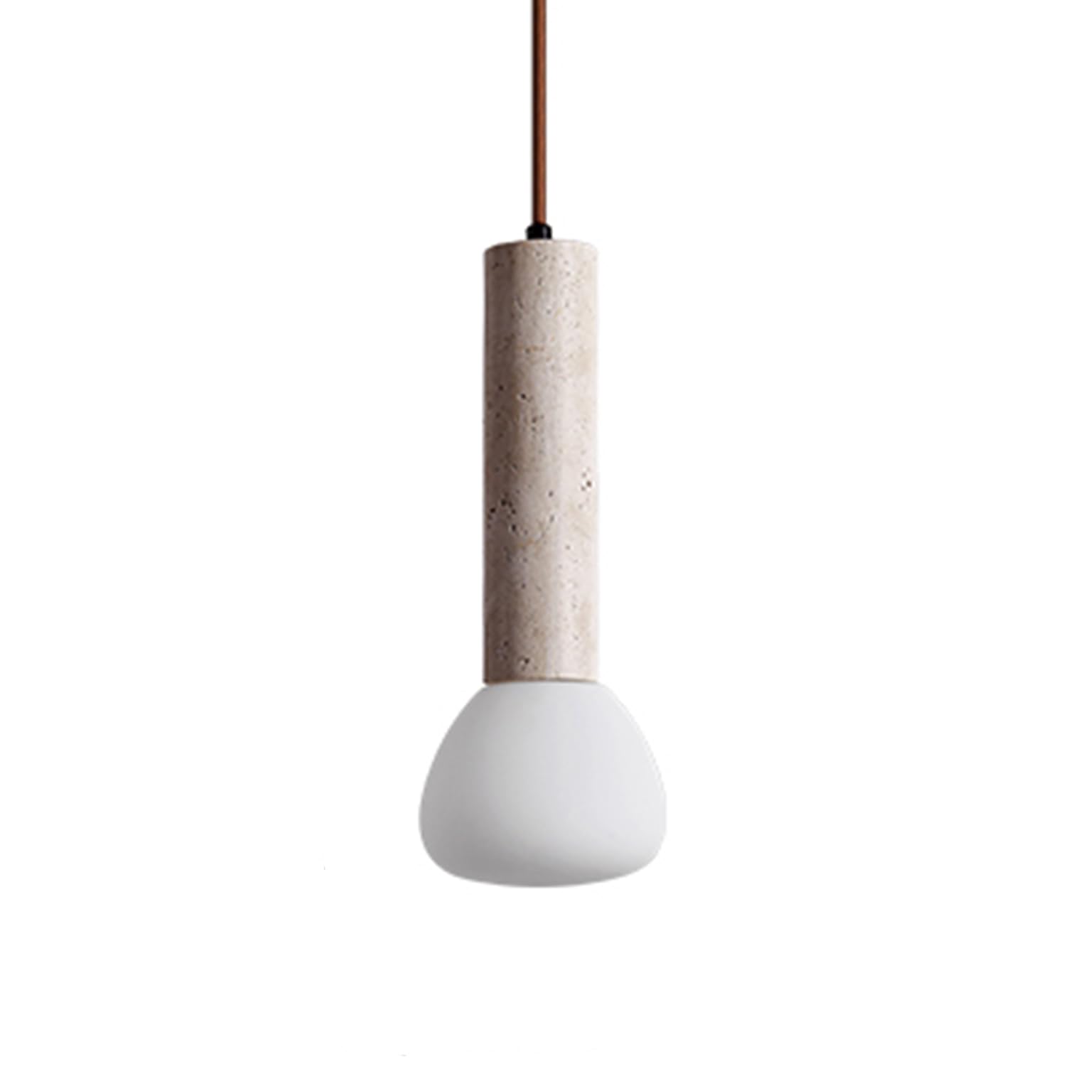 MTNROO Small Travertine Natural Hanging Lamp Mid Century Vintage Pendant Lighting Fixture 1-Light with Adjustable Cord Chandelier Nordic Style Japanese Style Ceiling Light Shade for Foyer Coffee Shop