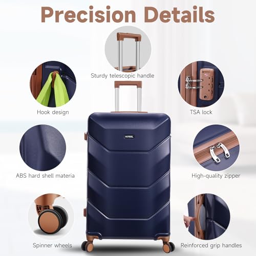 Hoteel 3-Piece Luggage Set with Spinner Wheels, Durable Carry On Suitcase Luggage with TSA Lock, Portable Lightweight ABS Luggages for Travel, Blue2