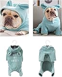 HXSCOO Blauer Hundepyjama aus weicher Baumwolle, Hundeoverall, Hunde-Hasenohr-Hoodies for französische Bulldogge/englische Bulldogge/amerikanischen Pitbullterrier (Color : Blue, Size : XL)