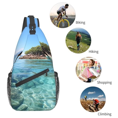 Bolso Pequeño Sling para Senderismo Unisex Negro miniatura 6
