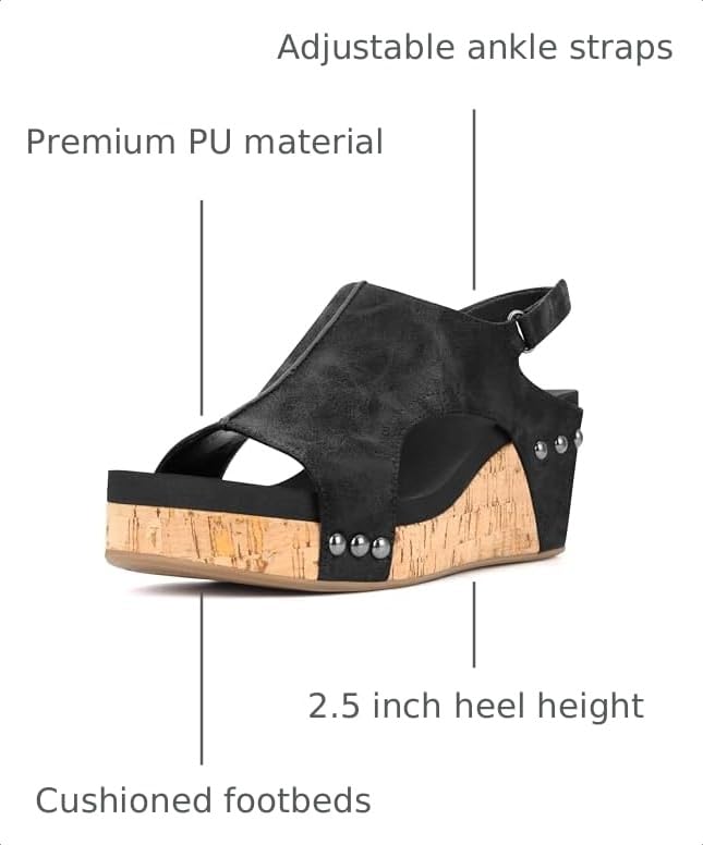 Image of PARTY Women's Wedge Sandals With Buckle Ankle Strap for Dressy Summer