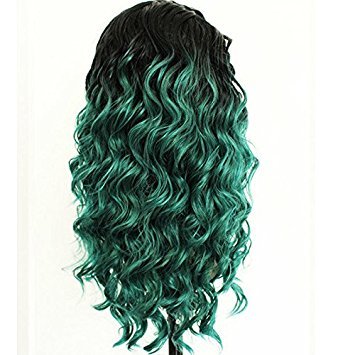 Green Loose Curly Hair Synthetic Lace Front Wigs Long Green Wavy Hair for Women (Wavy)