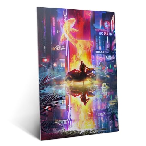 Displate Cyberpunk Metal Poster Magnetic Mounting Officially Licensed Cyberpunk Poster Phantom Liberty by Valeriia Reflection 17.7 x 12.6