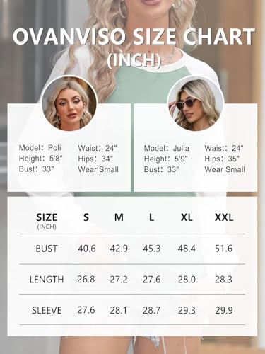 Ovanviso Womens Long Sleeve Sweatshirt Casual Crewneck Cute Pullover Tops Lightweight Sweatshirt with Pocket 2026 A Green