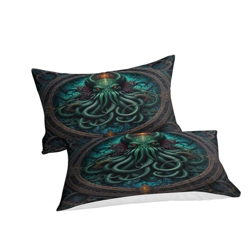 Linge de lit Cthulhu imprimé en microfibre douce avec fermeture éclair pratique