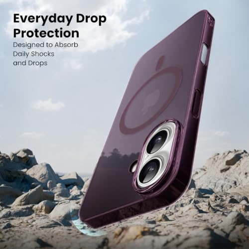 Image of DIZORO Matte Case for iPhone 17 Compatible with MagSafe, Camera Lens Full Protection, Shockproof Translucent Frosted TPU Soft Phone Cover, Anti-Fingerprint (Burgundy)