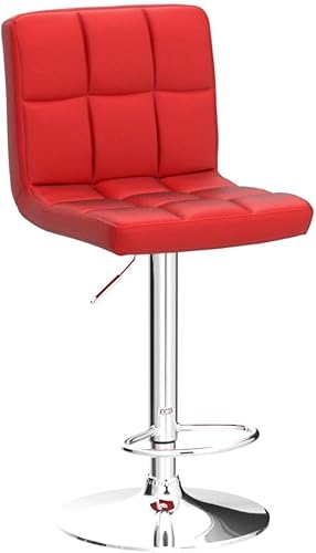 Miniatura 42 de WATERJOY Taburetes de bar giratorios, moderno cuadrado de piel sintética ajustable altura giratoria silla de bar con respaldo Blanco,Negro