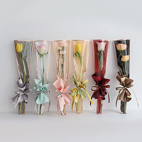 Lot de 150 sachets de papier cadeau étanche pour bouquet de fleurs, pour la fête des mères, la Saint-Valentin, 45 x 12 x 4,1 cm