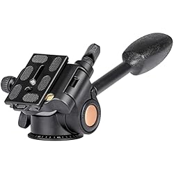 Tripode Hidraulico Koolehaoda Cabezal panorámico de trípode 360 ° Cabezal Tridimensional de amortiguación hidráulica de Mango único con Placa de liberación rápida para trípode,Monopod,Cámara DSLR