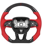 Steering Wheel,Custom Carbon Fiber Steering Wheel Flat Bottom Steering Wheel ?Red Nappa Perforate...