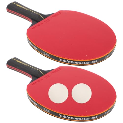 GRIRIW Set de Raquetas de Tenis de Mesa de Madera con Mango Largo y Corto 3 Balones Incluidas Pala Portátil para Entrenamiento Escolar y Familiar Interior y Exterior