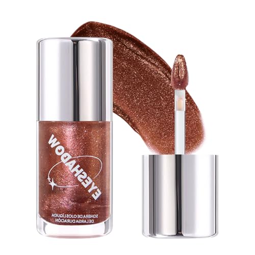 Image of SUAKE Liquid Sparkling Glitter Eye Shadow - Rose Gold Cherry Eyeshadow, Eyeliner, Eyelid Shimmer Highlight Makeup, Highly Pigmented sombra de para ojos,Waterproof Quick-Drying (02Cocoa#)