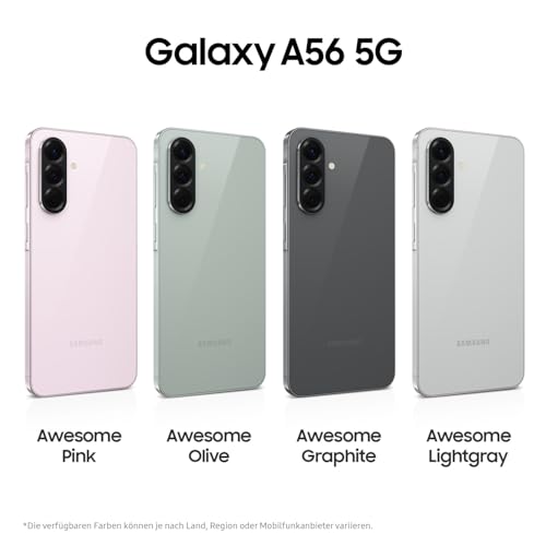 Samsung Galaxy A56 5G AI pametni telefon bez ugovora, Simlock-free AI mobitel s Androidom, 8 GB RAM-a, 256 GB pohrane, 50 MP kamera, Awesome Graphite, 2,5 godine jamstva proizvođača [Ekskluzivno na Amazonu]
