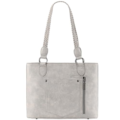 Wrangler Tote Bag for Women Multi Pockets shoulder bag western purse Medium leather like Handbags with Woven Top-Handle WG78-G8317BG - image 6