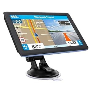 GPS Navigator for Car Truck RV, Latest 2025 Map, 7 inch Touch Screen Real Voice Spoken Turn-by-Turn Direction Reminding Navigation System for Cars, Vehicle GPS with Speed and Red Light Warning (Blue)