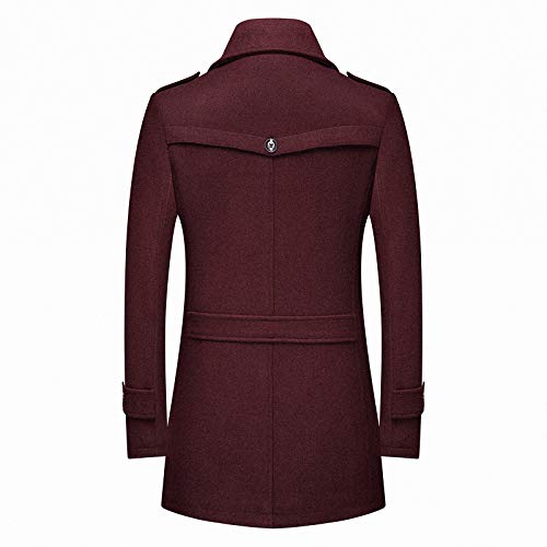 Image of INVACHI Men's Wool Blend Coat Warm Winter Trench Coat with Detachable Soft Scarf Single Breasted Pea Coat