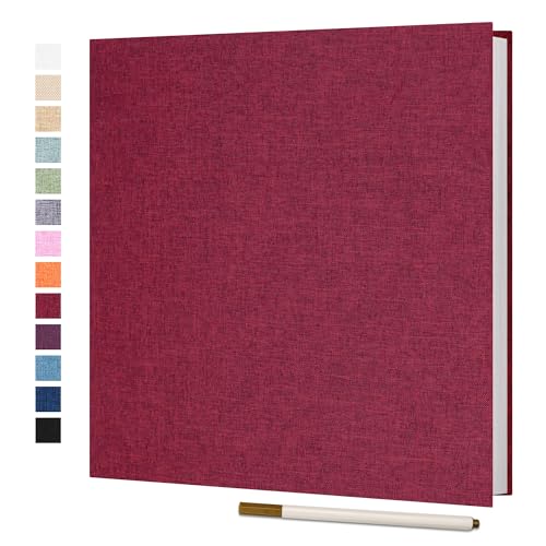 Vienrose Album Fotos Autoadhesivo 28x27 CM Album de Fotos Para Pegar y Escribir Funda de Lino Scrapbook Regalo Bebé Cumpleanos Recuerdos Boda Aniversario Familiares con un bolígrafo Metálico