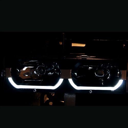Black Crystal Headlights Assembly Set Low Halo For Chevy Fullsize - Passenger Right and Driver Left Side Replacement Headlamp
