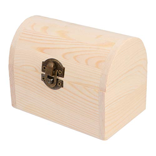 Wooden Storage Chest Unfinished Wood Jewelry Box Wooden Box with Lid and Locking Clasp DIY Craft Storage Case for Jewelry Home Wedding Centerpiece Decoration (Arch) Unfinished Wood