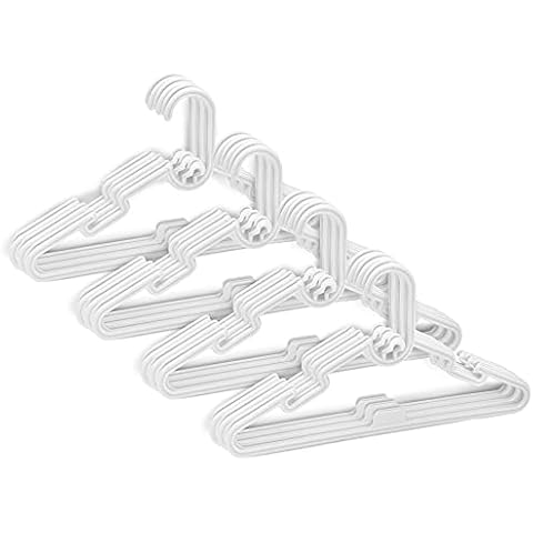 ZYBUX - 20 Pack White Kids Coat Hangers Lightweight with Stackable Kids Hangers Space Saving Wardrobe Organizer 28cm x 14.50cm (Approx.) Cover
