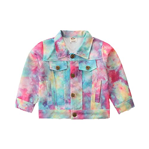 Toddler Baby Boy Girl Jacket Long Sleeve Tie Dye Button Down Shirts Coats Outerwear Cardigan Top (B, 1-2 Years)