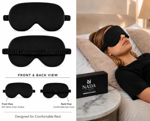Image of Eye Mask for Sleeping for Women, Velvet Super Soft Sleep Mask Blind Fold for Comfortable Sleep, Travelling, Meditation & Relaxation, Eye Pad for Girls, Blind Fold for Sleeping - Black (Pack of 1)