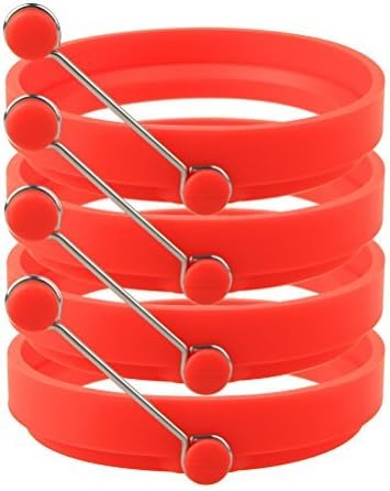 4 Pack Non-stick Silicone Egg Ring, Kitchen Cooking Round Egg Pancake Rings Mold BPA Free-Red