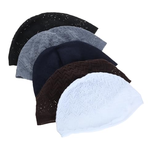 Chapeau de prière en tricot pour homme style Kufi traditionnel indien, lot de 5